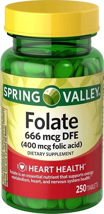 Folate 666 mcg dfe 400 mcg folic Acid + Spring Valley Folate 666 mcg dfe 400 mcg folic Acid. | 250 Count