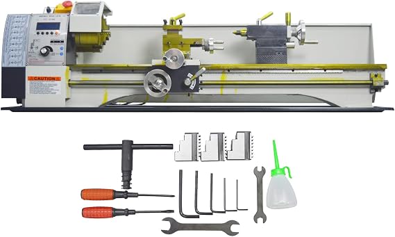 Metal Lathe 8x39 Precision Metal Bench Lathe Gearless Electronic Pulse Precision Metal Bench Lathe Automatic Feed Power Metal Lathe DIY Lathe 1100W Brushless Motor 110V