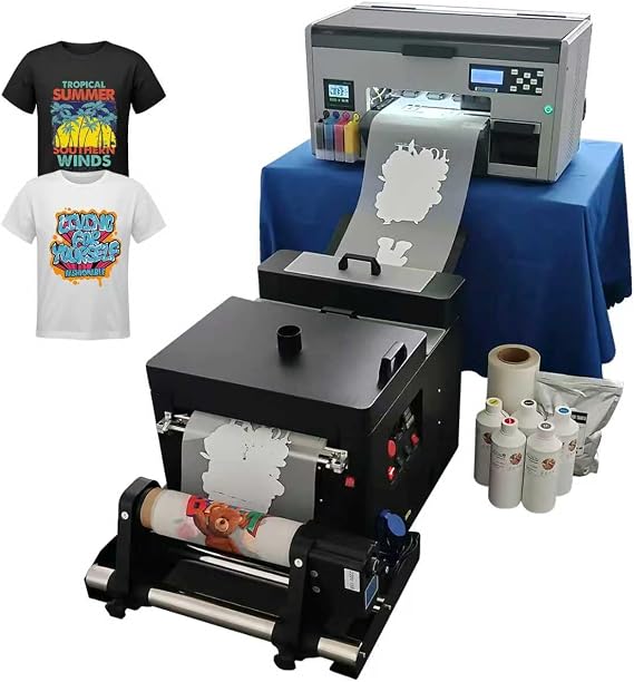 A3+ XP600 DTF Printer with Shaking Dryer | for t shirt garment come with 5*1000ML DTF Ink 1KG Powde and One roll Film