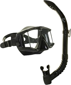 EVO Capri Mask and Snorkel Combo - Dual Lens - Snorkel Mask Adult - Scuba Mask and Snorkel Set Adult - Scuba Diving Mask with Valve - Dive Mask - Scuba Diving Accessories - Scuba Gear