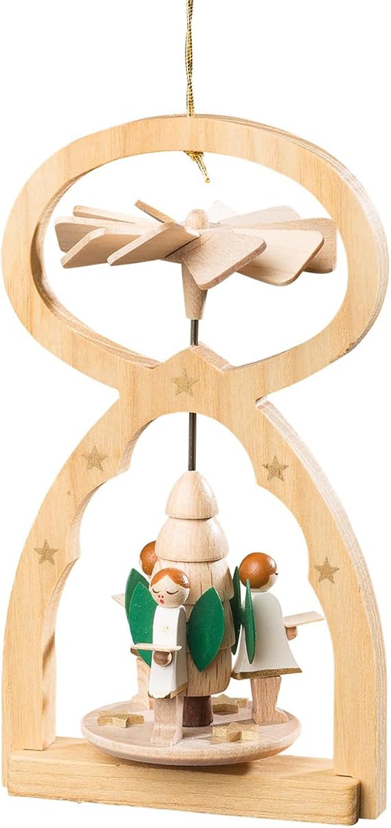 11724 Richard Glaesser Mini Pyramid Hanging Ornament-Angel Choir-5" H W x 3" D, Brown