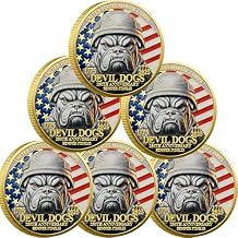 Marine Corps 250th Anniversary Challenge Coin USMC Military Commemorative Coin 1.57 Inch Gold-Plated Collectible for Veterans, Service Members, and Enthusiasts Solid Metal Construction 6PCS