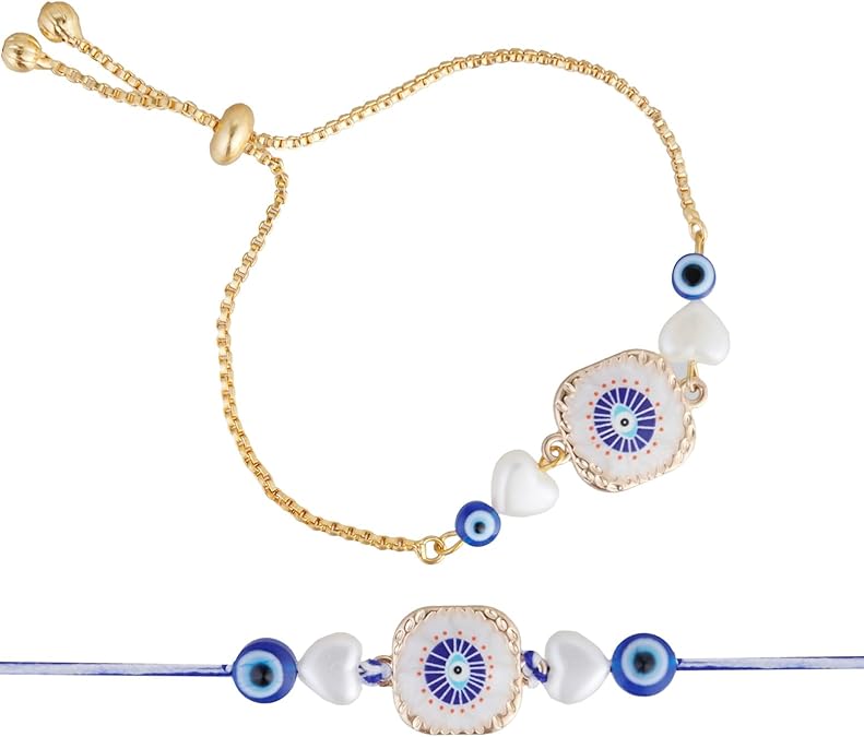 Rakhi For Brother and Bhabhi Raksha Bandhan EvilEye Bhai Bhabhi Lumba Set | Bhaiya Bhabhi Rakhi Combo, arrives in compact box packaging for easy gifting