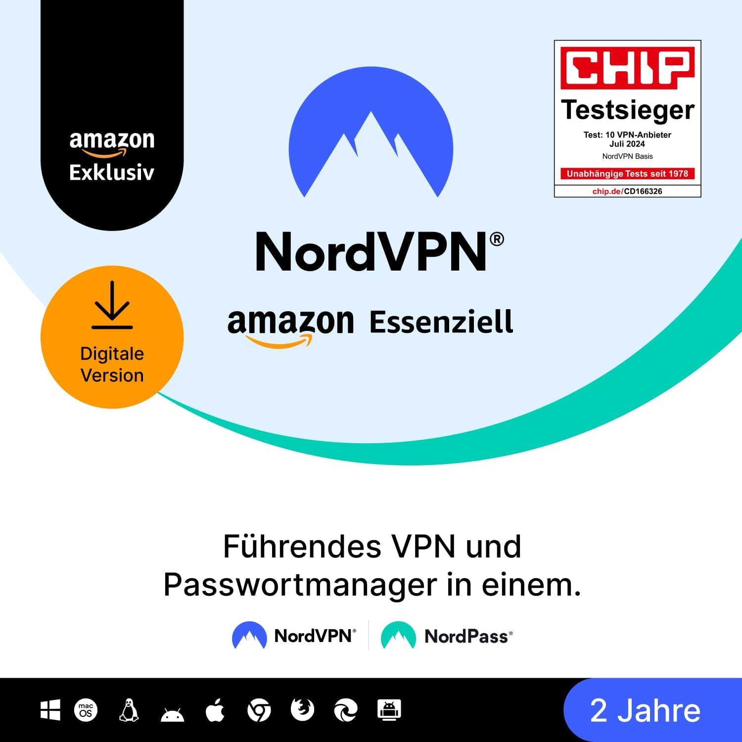 NordVPN Amazon Essenziell 10 Ger te 2 Jahre VPN & Passwort-Manager Digital-Code