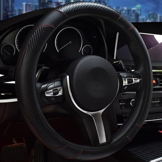 Steering Wheel Cover for Renault Kiger 2021 2022 2023 2024 2025, Leather Car Steering Wheel Cover Protector Anti-Slip Durable Car Accessories, Black