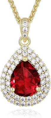 Valentines Day Gift for WifeHer-18K Gold Plated Teardrop Birthstone Necklace- with Light-Up Gift Box,Jewelry for Women,Anniversary Birthday Gifts for Women Her Wife Girlfriend Mom,Womens Jewelry
