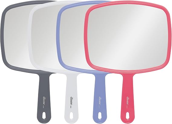 Diane Professional Quality Hand Mirror, Single Sided Hand Held Mirror with Handle for Salon, Barber, Vanity, Grooming, Shaving, and Travel, Medium,