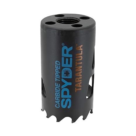 Spyder Deep Cut Hole Saw with 1-1/2-inch Diameter and 6-14-inch Cutting Depth, TCT Teeth, for Plastic, Wood, MDF, Block, Brick, and Fiber Cement