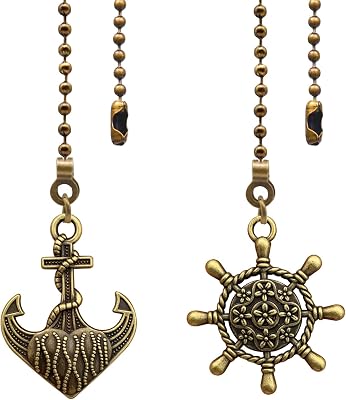 Nautical Ceiling Fan Pull Chain Extender, 2Pcs 12In Bronze Decorative Fan String Pulls Pendant Extension, 3mm Diameter Beaded Fan Pull Chains Ornament with Connector