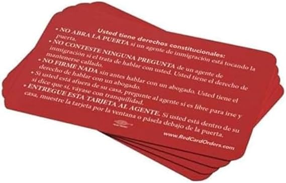 Immigration Rights Know Your Rights Card, Red (5), Tarjeta Roja