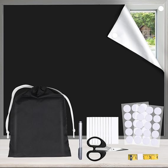 BRO Blackout Blind 300 x 150 CM Temporary Blackout Blinds Stick on, No Drill Blinds for Windows Portable Black Out Blinds with Scissors Cut to Any Size, for Bedroom Baby Sleep