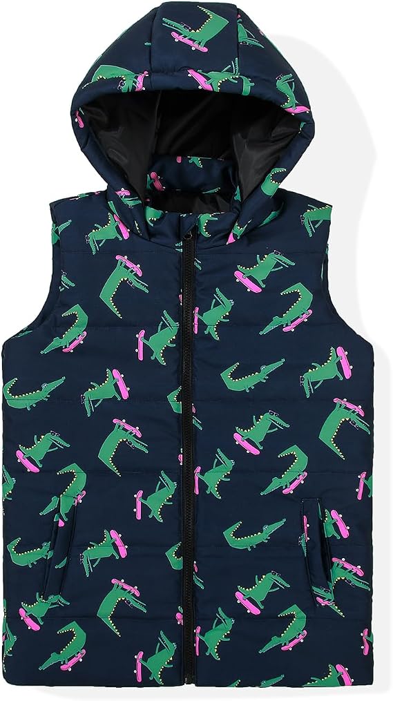 SNOW DREAMS Boys Puffer Vest Hooded Quilted Outwear Sleeveless Jacket Lined Zipper Waistcoat