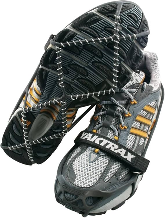 Yaktrax Pro Traction Cleats - 360-Degree Grip on Snow, Ice, Multi-terrain Surfaces - Elastic Outer Band w/ Easy-On/Off Heel Tab & 1.4mm Stainless Steel Coils - Abrasion Resistant - Unisex