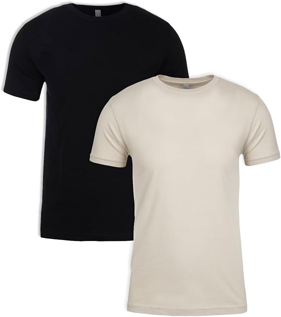 Next Level N6210 T-Shirt, Black + Sand (2 Pack), Small