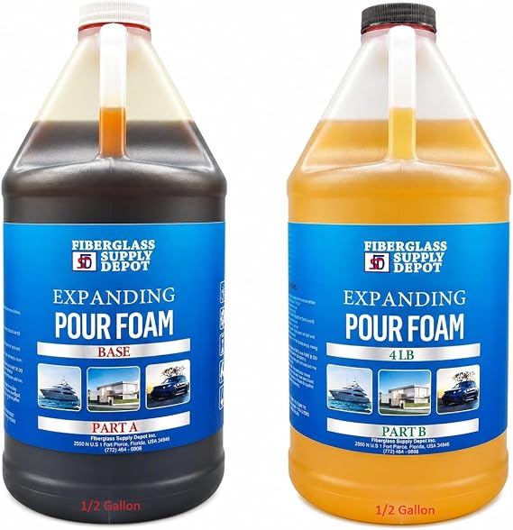 4 Lb. Density Expanding Pour Foam, 2 Part Polyurethane Closed Cell Liquid Foam for Boat and Dock Flotation, Soundproofing, Filling Voids, and Insulation (1 Gallon Kit)