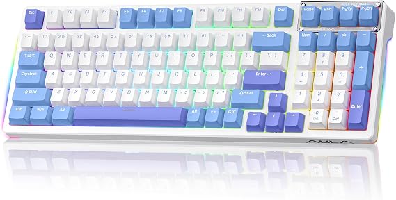 AULA Mechanical Keyboard, Wireless Gaming Keyboards 99 Keys Tri-Mode BT5.0/2.4GHz/USB-C Hot Swappable Custom Creamy Keyboard,RGB Backlit Computer Keyboards w/Pre-lubed Linear Switches Gasket Structure