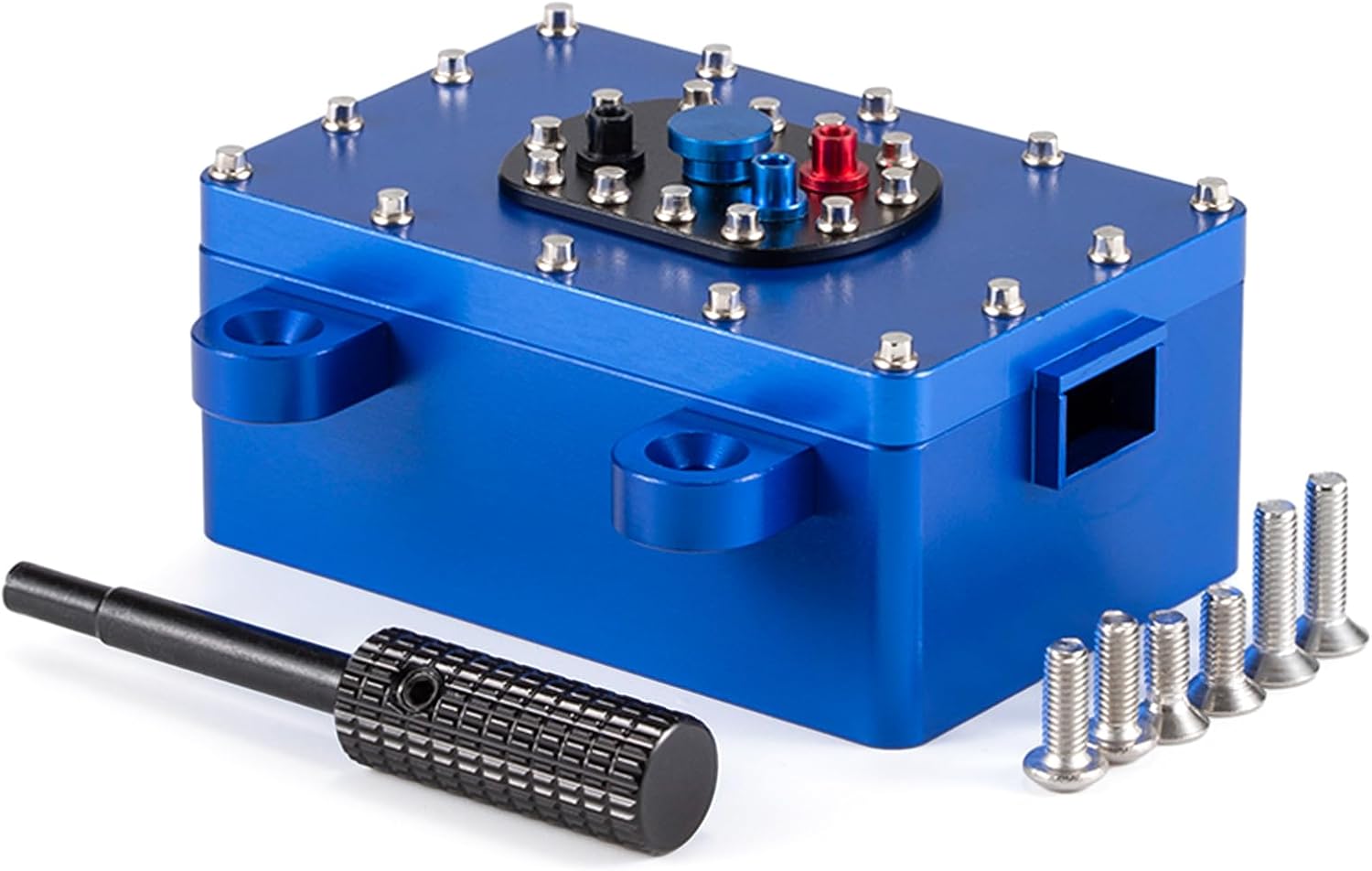 110 RC Crawler Receiver Box,CNC Aluminum Scale Fuel Cell Receiver Box for 110 RC Crawler Rigs SCX10 PRO Capra RR10 VS4-10 Phoenix TRX4 TF2 CC01 Upgrades Blue