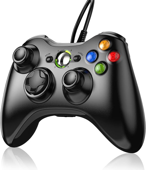 Wired Controller for Xbox 360, Game Controller for 360 with Dual-Vibration Turbo Compatible with Xbox 360/360 Slim and PC Windows 7,8,10,11