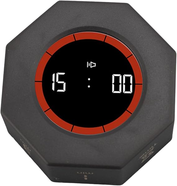 Octagon Pomodoro Timer, Desk Productivity Timer Cube, Rotating Hexagon Flip Clock with Octagonal Gravitational Flip Focus, 1/3 / 5/15 / 30/60 / 90 Min & Custom Countdown