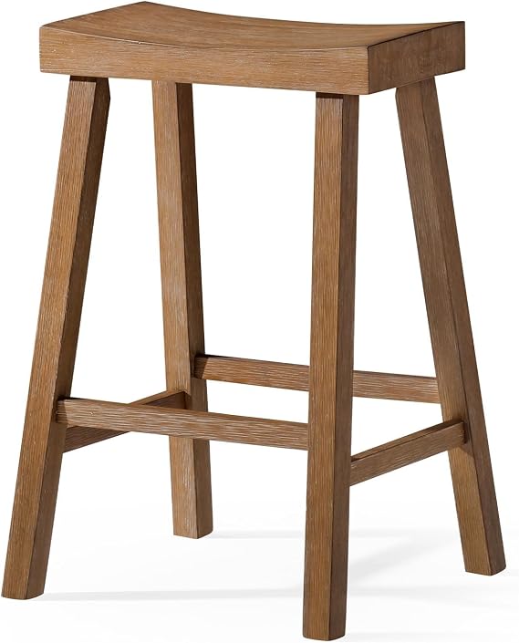 Maven Lane Vincent Counter Stool, Natural Solid Wood, 26"