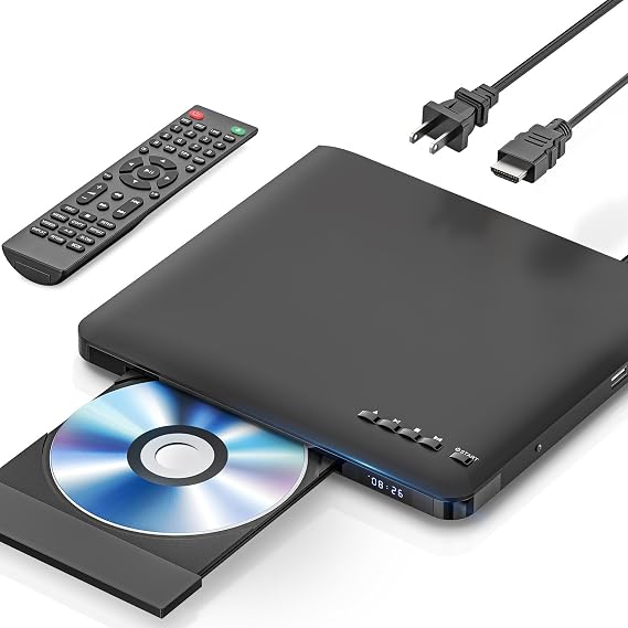 Ultra Slim DVD Player, Thin HDMI AV DVD Players for TV, 1.77 Inch Design