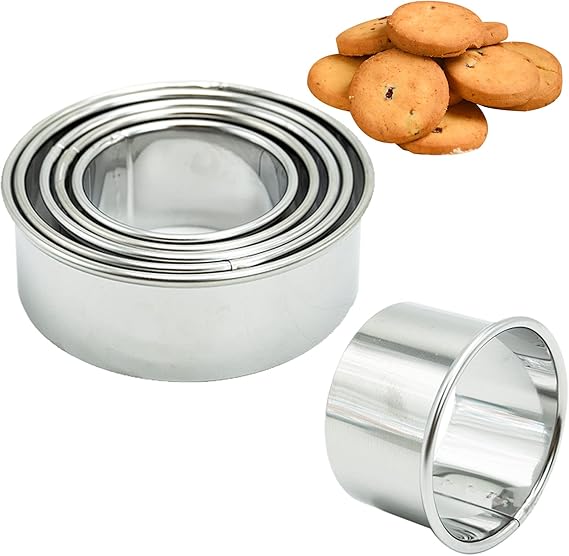 SZXMDKH Cookie Cutter, Pastry Cutter for Baking, 5 Sizes Round Cookie Cutters Shapes, Circle Biscuit Cutters for Making Donut Pies Scone (5.5/6.5/7.5/8.5/9.5cm)
