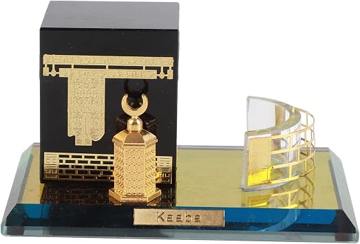 Islamic Table Decor Muslim Kaaba Model Crystal Gilded Kaaba Replica Model Crystal Vehicle Decor Showpiece Islamic Building Handicrafts Islamic Sculpture Decor Home Table Car Decor