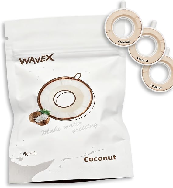 3-Pack Coconut Aroma Scent Pods, Only for WAVEX Scent-Powered Water Bottles Zero Sugar and Additives, Calorie-Free Hydration Each Pod Lasts Up to 7LRefill Scent Rings (Not a food or drink)