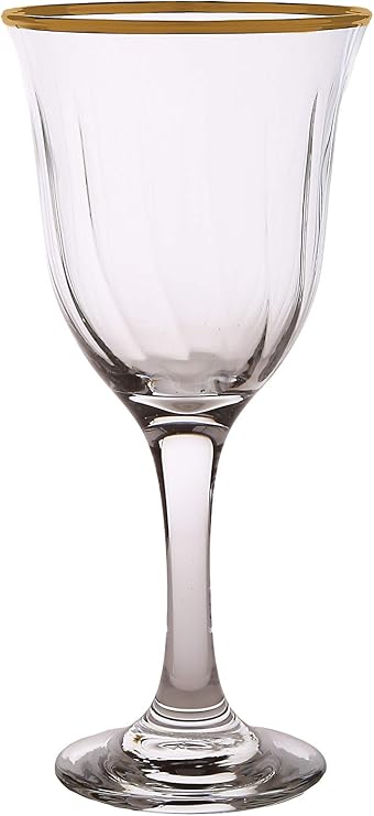 Clear Glass Water Glasses with Gold Rim Edge, Set of 6, Fills 10 oz.