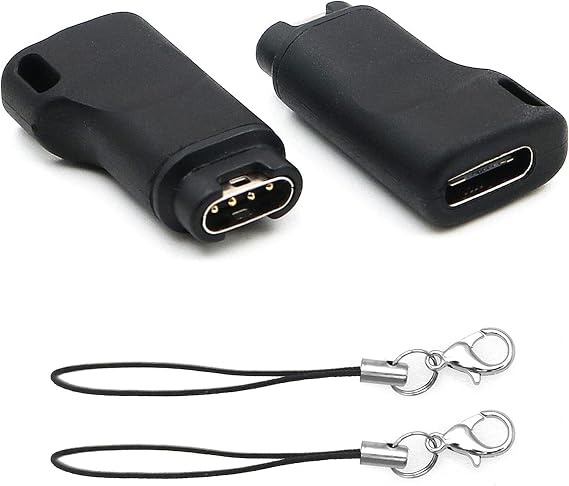 2 Pack USB-C Female to for Garmin Smart Watches Charging Connector Male Adapter, Type C to Charging Adapter for Garmin Instinct 2 Solar/Fenix 5/6/ 5 Plus /6X/Venu/Vivoactive 3/Fenix 7 7X//EPIX,Black