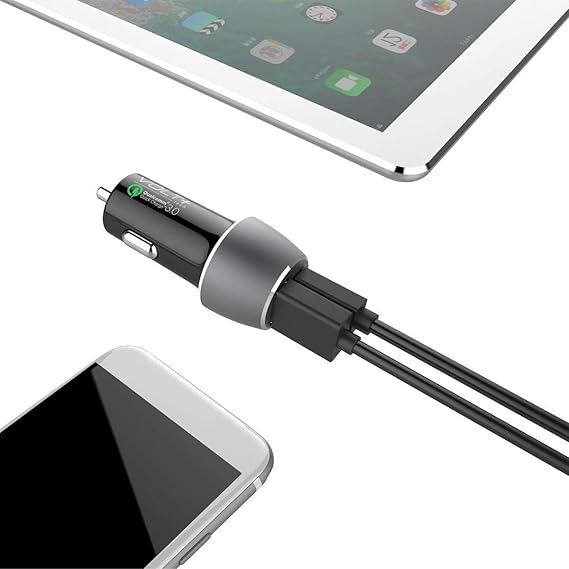 PRO 33 Watt Car Kit Compatible with Motorola Moto Z Droid Edition 32GB Plus Data, Durable Quick Adaptive Fast Charging Dual USB-C/MicroUSB Long 4ft Cables