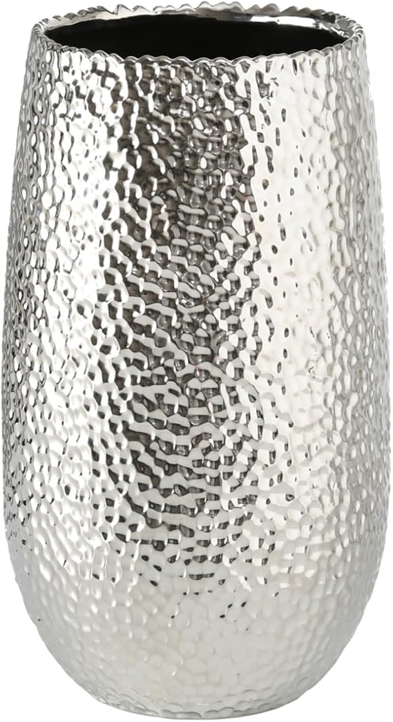 Boltze Lajos Vase (Colour Silver, Height 31 cm, Flower Pot, Metallic Look, Elegant Vase, Decorative Object, Decoration) 5339500