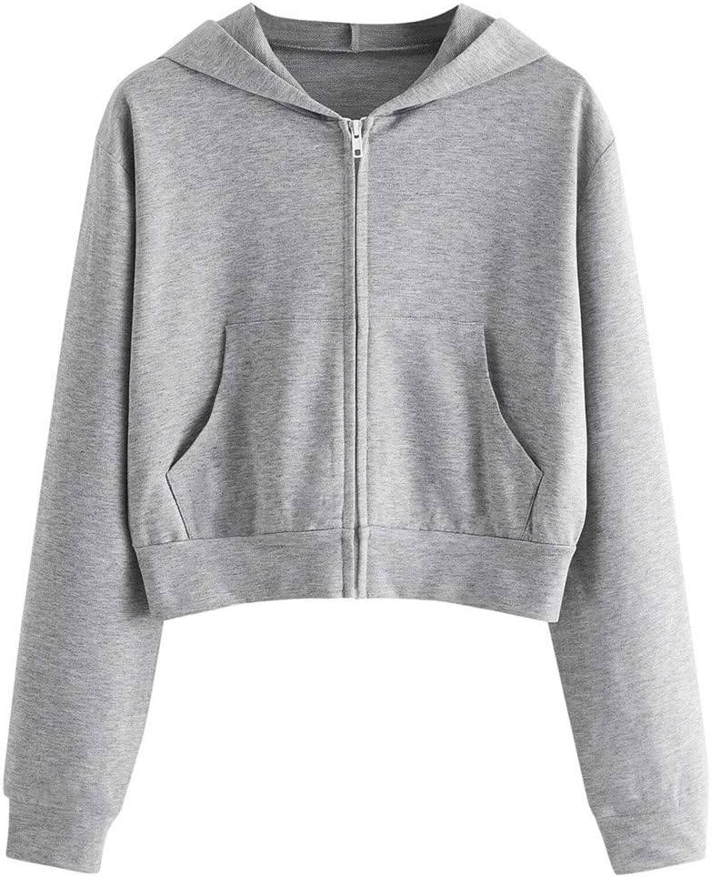 SMIDOW Crop Full Zip Up Hoodie Women Cute 2023 Fall Fashion y2k Clothes Teen Girl Cropped Lightweight Jacket With Hood