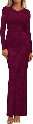 BTFBM Wedding Guest Dresses for Women 2026 Spring Elegant Floral Lace Ruched Long Sleeve Bodycon Cocktail Party Maxi Dress