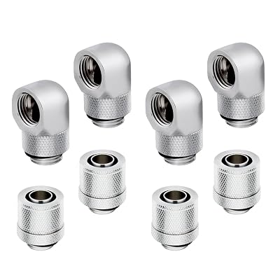 Hydro X Series XF Compression 1013mm 38  12 IDOD Fittings and 90 Degree Rotary Adapter Set, Chrome, 4-Pack