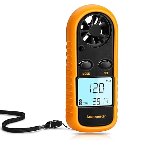 Clatoon Anemometer Handheld, Light Weight Digital Wind Speed Meter