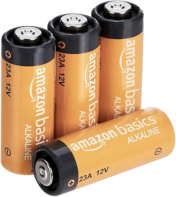 Amazon Basics 4-Pack 23A Alkaline Battery, 12 Volt, Long-Lasting Power, for Key Fobs and Garage Door Openers