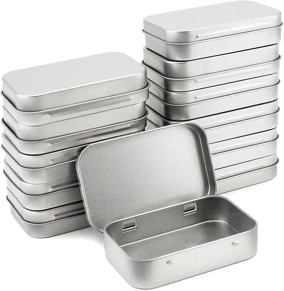 SECALIFE 12 Pack Metal Storage Tin Box with Lid, Rectangular Empty Tins Container with Lids, Mini Portable Storage Box for Key, Candy, Coin, Earrings, Home Organizer