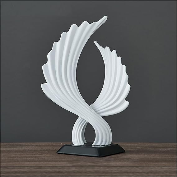 Modern Abstract deco sculpture, ocean waves craft decoration living room statues, for bedroom table decoration office flat sculptures deco, resin,White A [Energy Class A]