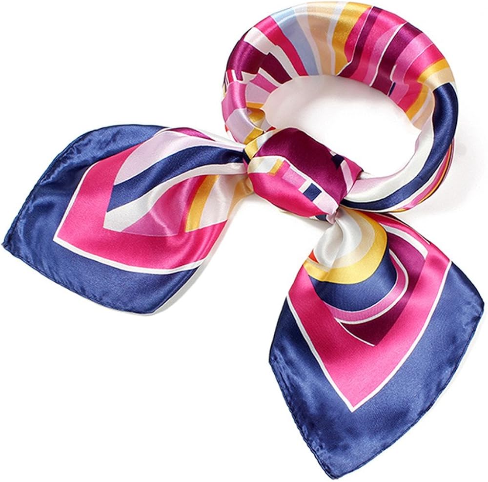 QBSM Womens 23.6 inch Satin Silk Feeling Formal Square Neck Scarf Head Hair Wraps Kerchief