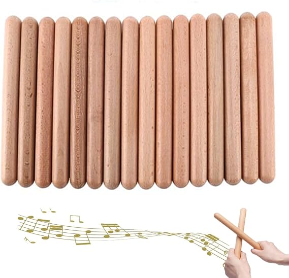 8 Pairs Rhythm Sticks Percussion Instrument Classical Wood Claves Musical Percussion Instrument Natural Hardwood Teaching Aids For Early Education Music Sticks For Kids