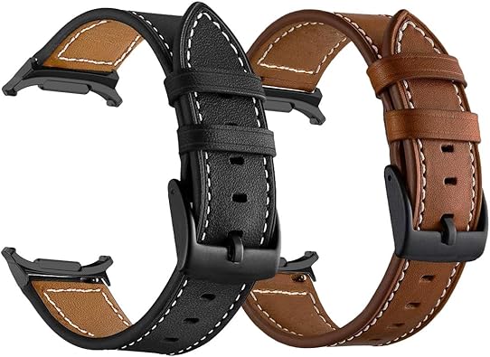 LDFAS Galaxy Watch Ultra Bands 47/45/46mm, Leather 22mm Watch Strap with Metal Buckle Compatible for Samsung Galaxy Ultra 7 Bands 47,Watch 3 45mm/46mm,Gear S3 Bands Brown+Black(2 Pack)