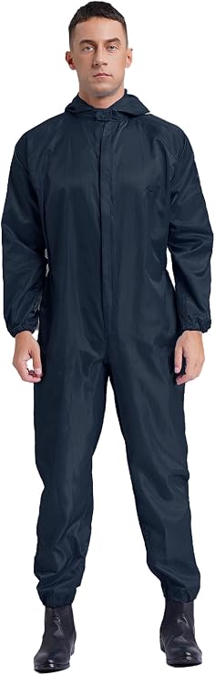Men's Zip Front Mechanic Workwear Jumpsuits Boiler Suit Full Body Anti-static Hooded Coverall