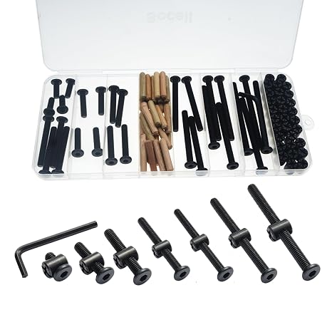 Crib Screws Hardware Replacement Kit,Socell 76pcs Baby Bed Frame Bolts &Barrel Nuts Set for Delta/Graco/Dream,M6x20mm/30mm/40mm/50mm/60mm/70mm/80mm Hex Drive Socket Cap Screws Barrel Nuts