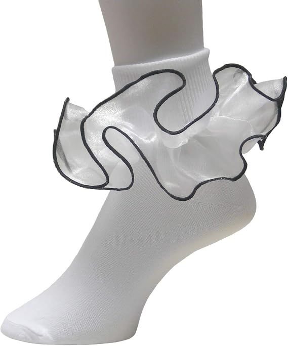 Tip Top Girls Double Ruffle Pageant Foldover Ankle Socks Organza with Trim