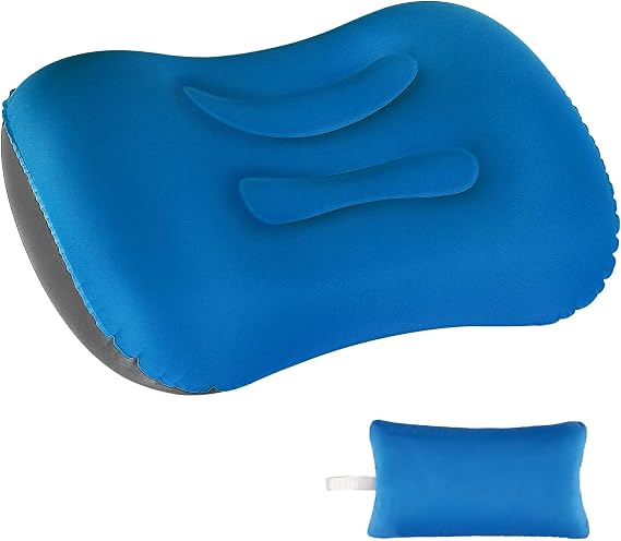 Eono Ultralight Inflatable Camping Pillows for Adults, Compressible Compact Travel Inflatable Pillow, Comfortable Ergonomic Blow Up Air Pillow for Camping, Hiking, Beach, Fishing