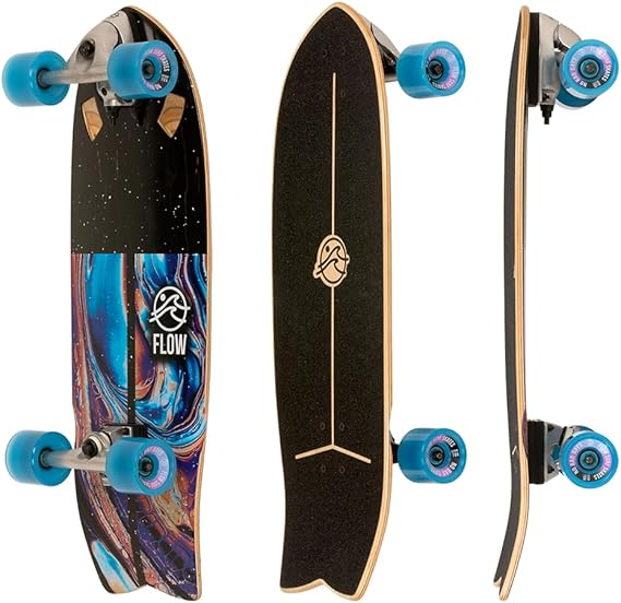 Flow Surf Skates Cruiser - 29"x10" 7-Ply North American Maple Deck, Carving Truck, Fully Assembled, Supports up to 275 lbs for Surf-Like Carving