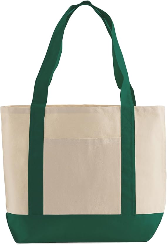 TBF Canvas Tote Bags with Pocket 100% Cotton, 10oz Heavy-Duty Canvas, 20"x14"x6" Reusable Shopping Totes with 26" Handles