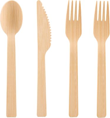200 Pack Disposable Bamboo Utensils - 100% Eco-Friendly Bamboo Cutlery Set with 100 Forks, 50 Spoons, and 50 Knives - Perfect for Weddings and Parties, Recyclable and Compostable Flatware
