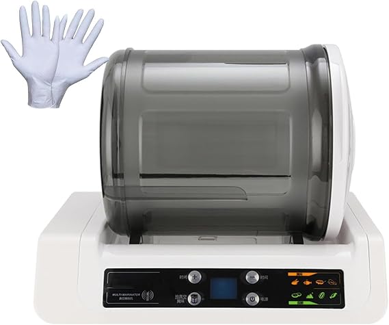 Commercial Meat Tumbler Marinator,Automatic Vacuum Tumbler Marinating Machine,7l Capacity Pickling Barrel,Led Display,for Marinating Meat and Vegetables,with 20 Disposable Gloves